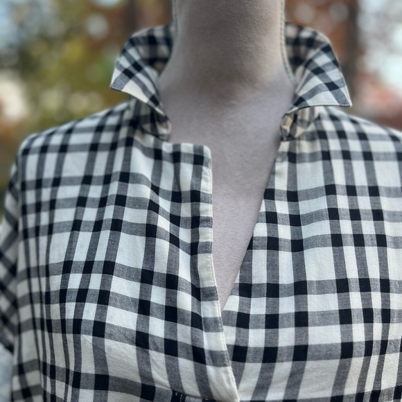 Madewell Checkered Collared Top, Blk & Cream, Medium, EUC - Picture 6 of 9